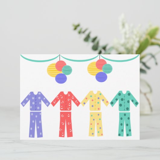 pyjama's in een Row Pajama-partij Kaart (Staand voorkant)