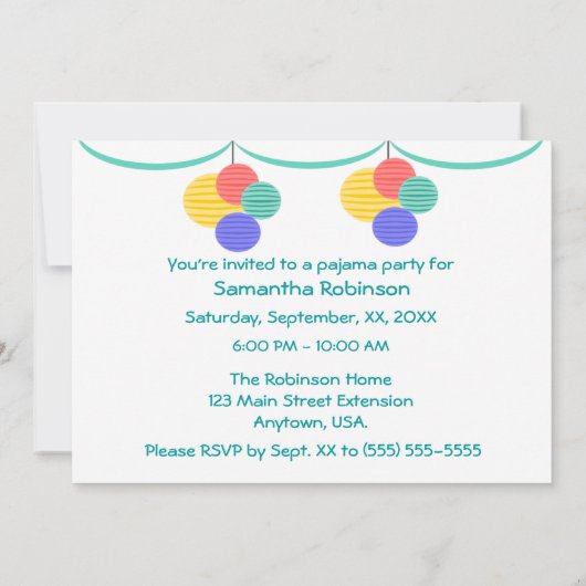 pyjama's in een Row Pajama-partij Kaart (Achterkant)