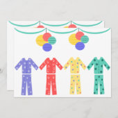 pyjama's in een Row Pajama-partij Kaart (Voorkant / Achterkant)