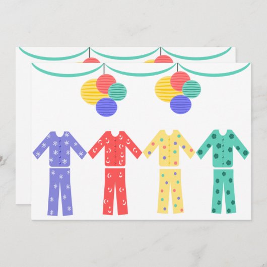 pyjama's in een Row Pajama-partij Kaart (Voorkant / Achterkant)