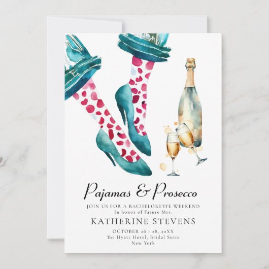 Pyjamas Prosecco Chic Bachelorette Party Route Kaart (Voorkant)