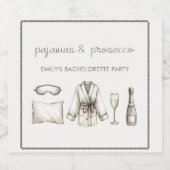 Pyjama's & Prosecco Persoonlijk Afscheid Als Bruid Sparkling Wijnetiket (Enkel label)