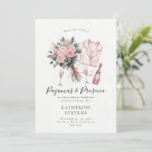 Pyjamas Prosecco Roos Bachelorette Party Routebesc Kaart (Staand voorkant)