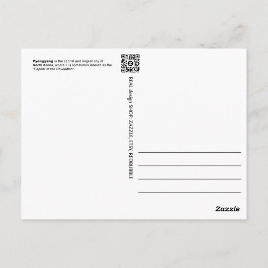 Pyongyang, bezoek Noord-Korea Briefkaart (Achterkant)