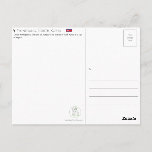 Pyongyang, Noord-Korea Briefkaart (Achterkant)