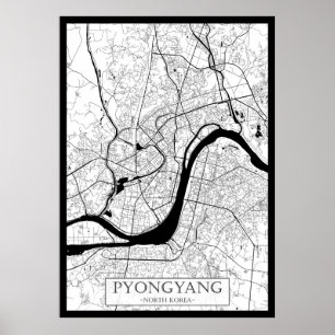 Pyongyang Noord-Korea Kaart Poster