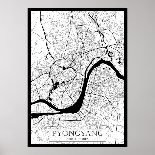 Pyongyang Noord-Korea Kaart Poster (Voorkant)