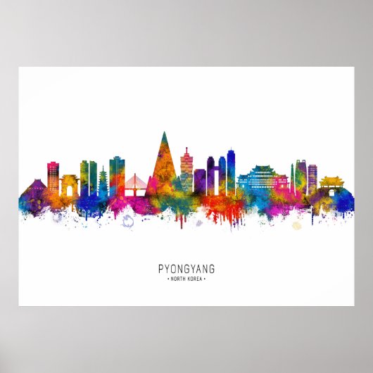 Pyongyang Noord-Korea Silhouet Poster (Voorkant)