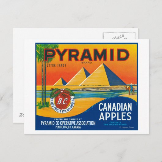 Pyramid Apple Label - Penticton B.C. Canada Briefkaart (Voorkant / Achterkant)