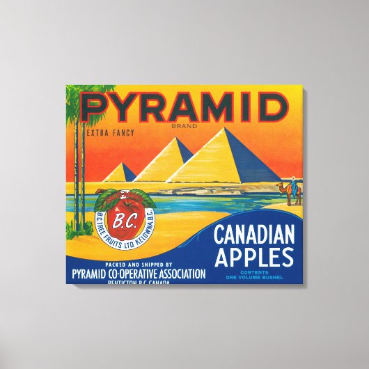 Pyramid Apple Label - Penticton B.C. Canada Canvas Afdruk (Voorkant)