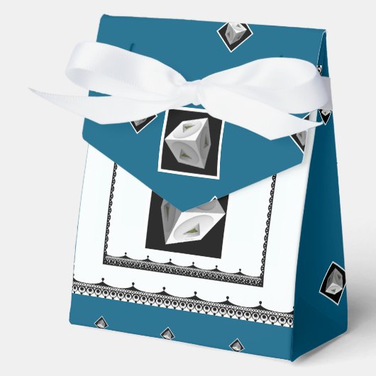 Pyramid Cube Blk Wit Blauwgroen Bedankdoosjes (Voorkant)