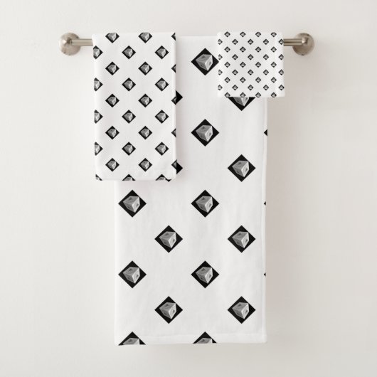 Pyramid Cube Herhaal Wit Bad Handdoek (Insitu)