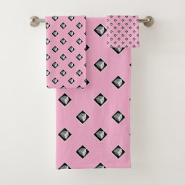 Pyramid Cube Repeat Pastel Pink Bad Handdoek