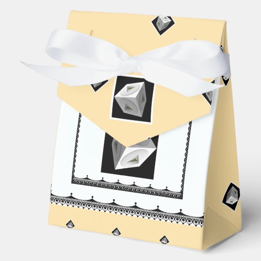 Pyramid Cube Zwart Wit Crème Bedankdoosjes (Voorkant)