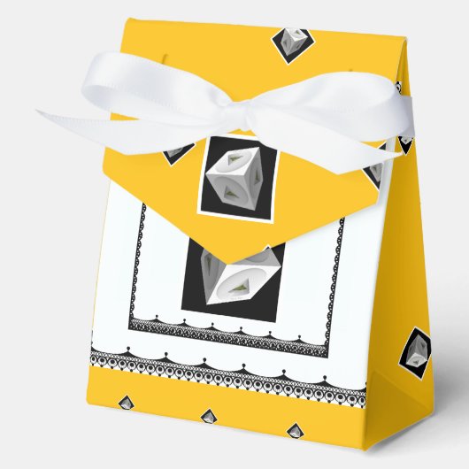 Pyramid Cube Zwart Wit Geel Bedankdoosjes (Voorkant)