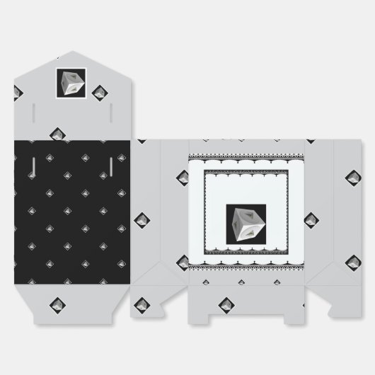 Pyramid Cube Zwart Wit Grijs Bedankdoosjes (Ongevouwen)