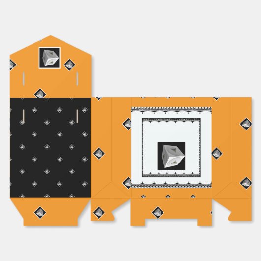 Pyramid Cube Zwart Wit Sinaasappel Bedankdoosjes (Ongevouwen)