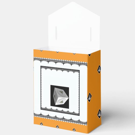 Pyramid Cube Zwart Wit Sinaasappel Bedankdoosjes (Open)