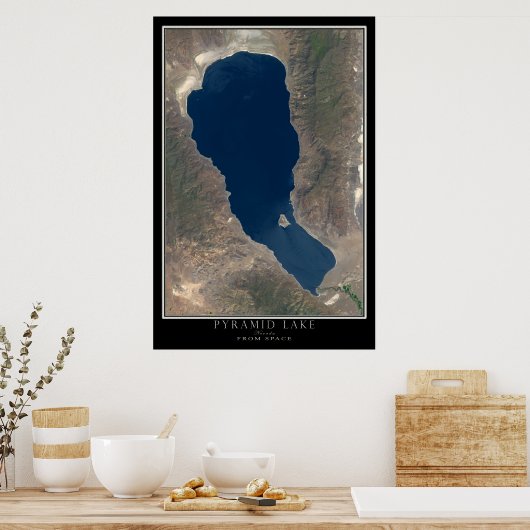 Pyramid Lake Nevada Satellite Poster Map (Keuken)
