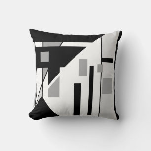 Pyramide-achtige Black White Grey Geometric Abstra Kussen