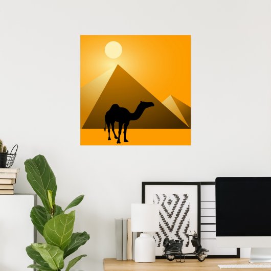 Pyramide en kamel poster (Thuiskantoor)