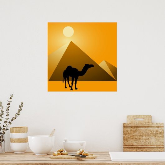 Pyramide en kamel poster (Keuken)