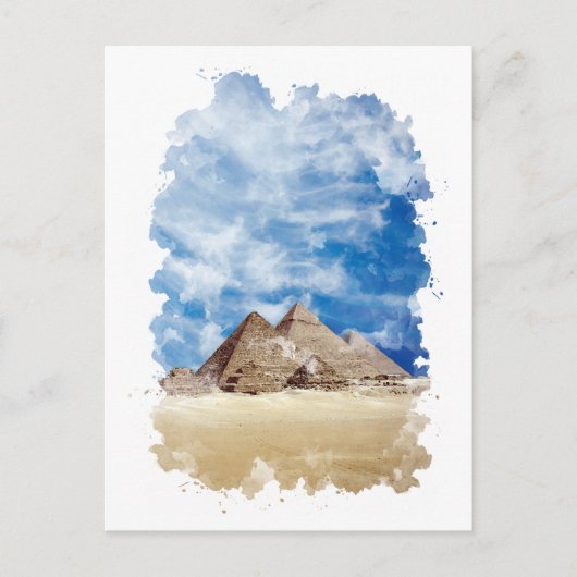 Pyramide van de Egyptische Waterverf Giza Art Briefkaart (Voorkant)