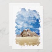 Pyramide van de Egyptische Waterverf Giza Art Feestdagenkaart (Voorkant / Achterkant)