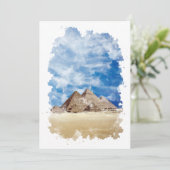 Pyramide van de Egyptische Waterverf Giza Art Feestdagenkaart (Staand voorkant)