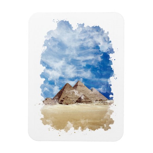 Pyramide van de Egyptische Waterverf Giza Art Magneet (Verticaal)