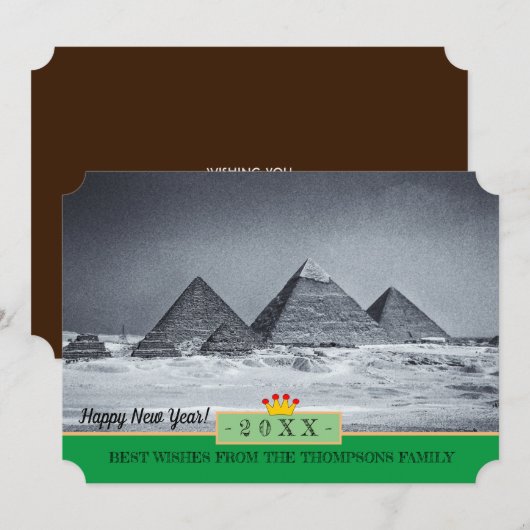 Pyramiden, Caïro en gelukkig nieuwjaar! Kaart/Egyp Feestdagenkaart (Voorkant / Achterkant)
