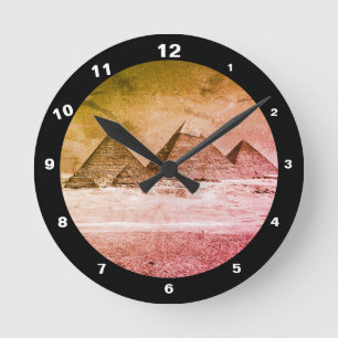 Pyramiden en woestijn,  Caïro/oud Egypte Ronde Klok