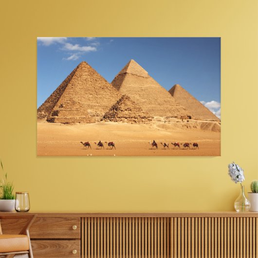 Pyramiden van Giza en Camels Canvas (Insitu (Woonkamer))