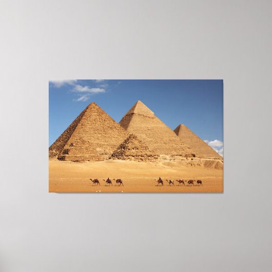 Pyramiden van Giza en Camels Canvas Afdruk (Voorkant)