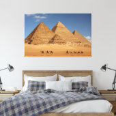 Pyramiden van Giza en Camels Canvas Afdruk (Insitu (Slaapkamer))
