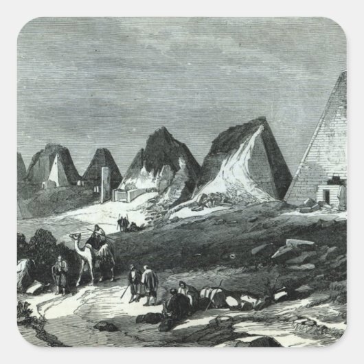 Pyramiden van Meroe op de Nijl Vierkante Sticker (Voorkant)