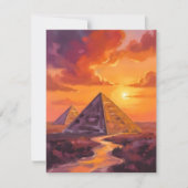 Pyramides van Egypte Sunset Travel Painting Kaart (Voorkant)