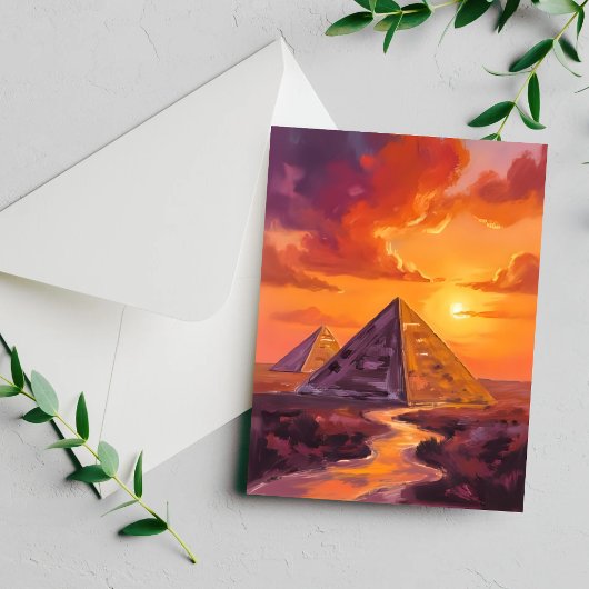 Pyramides van Egypte Sunset Travel Painting Kaart