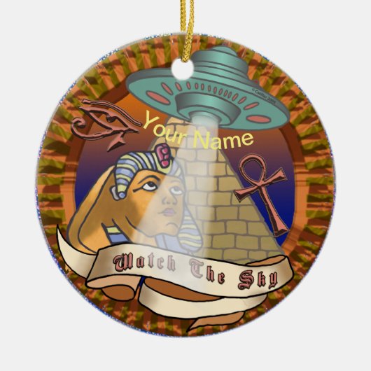 Pyramids Alien Spaceship Keramisch Ornament (Voorkant)