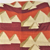 Pyramids Natural Rust Beige Artisan Crochet Print Douchegordijn