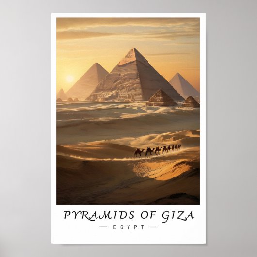 Pyramids of Giza Egypt Wall Art, Ancient Landmark Poster (Voorkant)