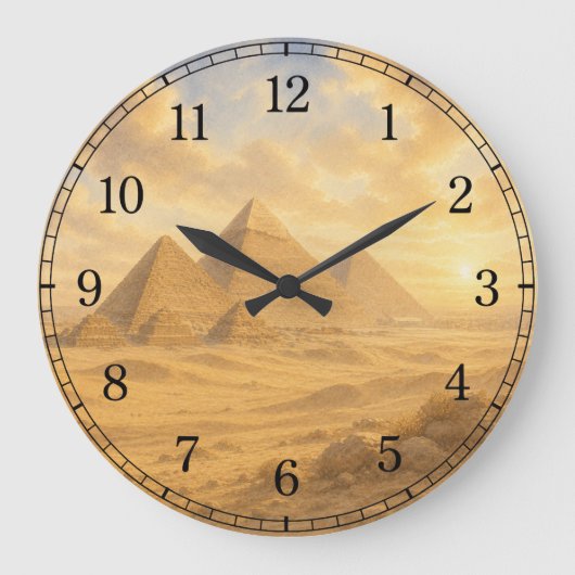 Pyramids Wall Clock — Ancient Landscape Design Grote Klok (Voorkant)