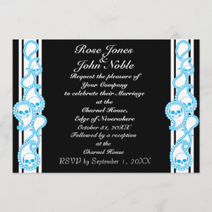 Pyre (Cyaan) Wedding Invitation Kaart