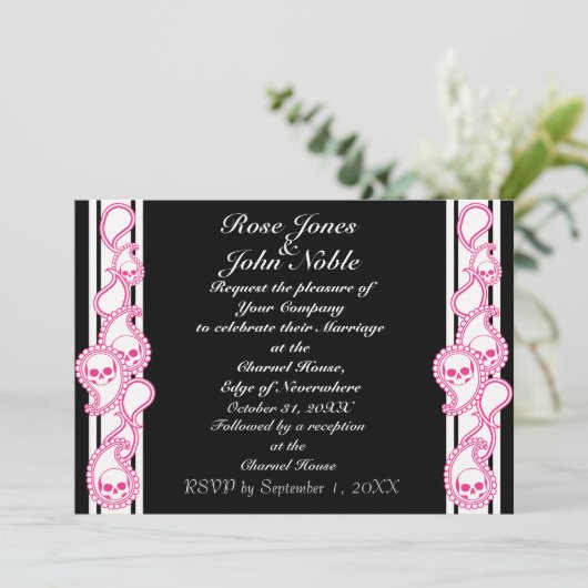 Pyre (Magenta) Wedding Invitation Kaart (Staand voorkant)