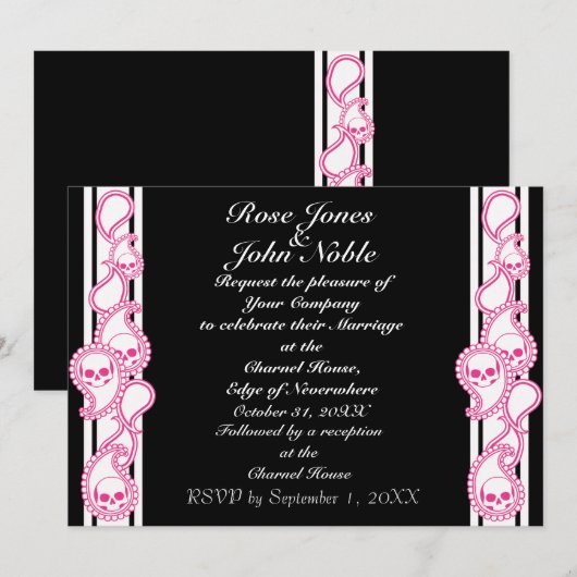 Pyre (Magenta) Wedding Invitation Kaart (Voorkant / Achterkant)