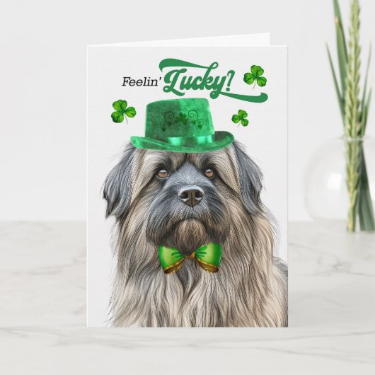 Pyrenean Herder Lucky St Patrick's Day Feestdagen Kaart (Voorkant)