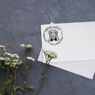 Pyrenean Mountain Dog familie retour adres Rubberstempel