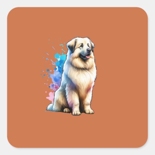 Pyrenean Shepherd Dog Vierkante Sticker (Voorkant)