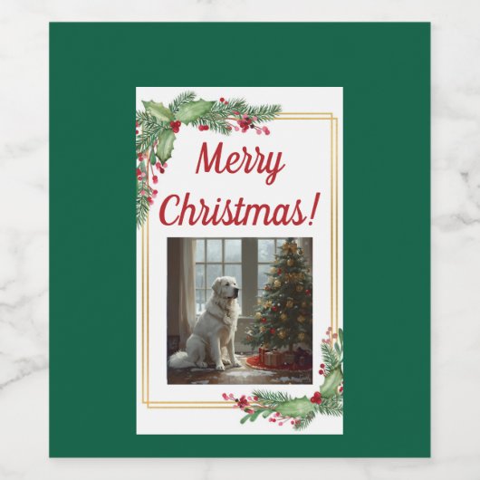 Pyreneeën Kerst Wijnfles Label Wijn Etiket (Enkel label)