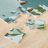 Pyreneeën om te skiën reisprint. legpuzzel (Zijkant)